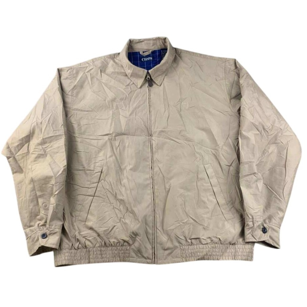 Ralph Lauren Chaps Jacket Men XL Crawford Tan Harrington Windbreaker Plaid Lined